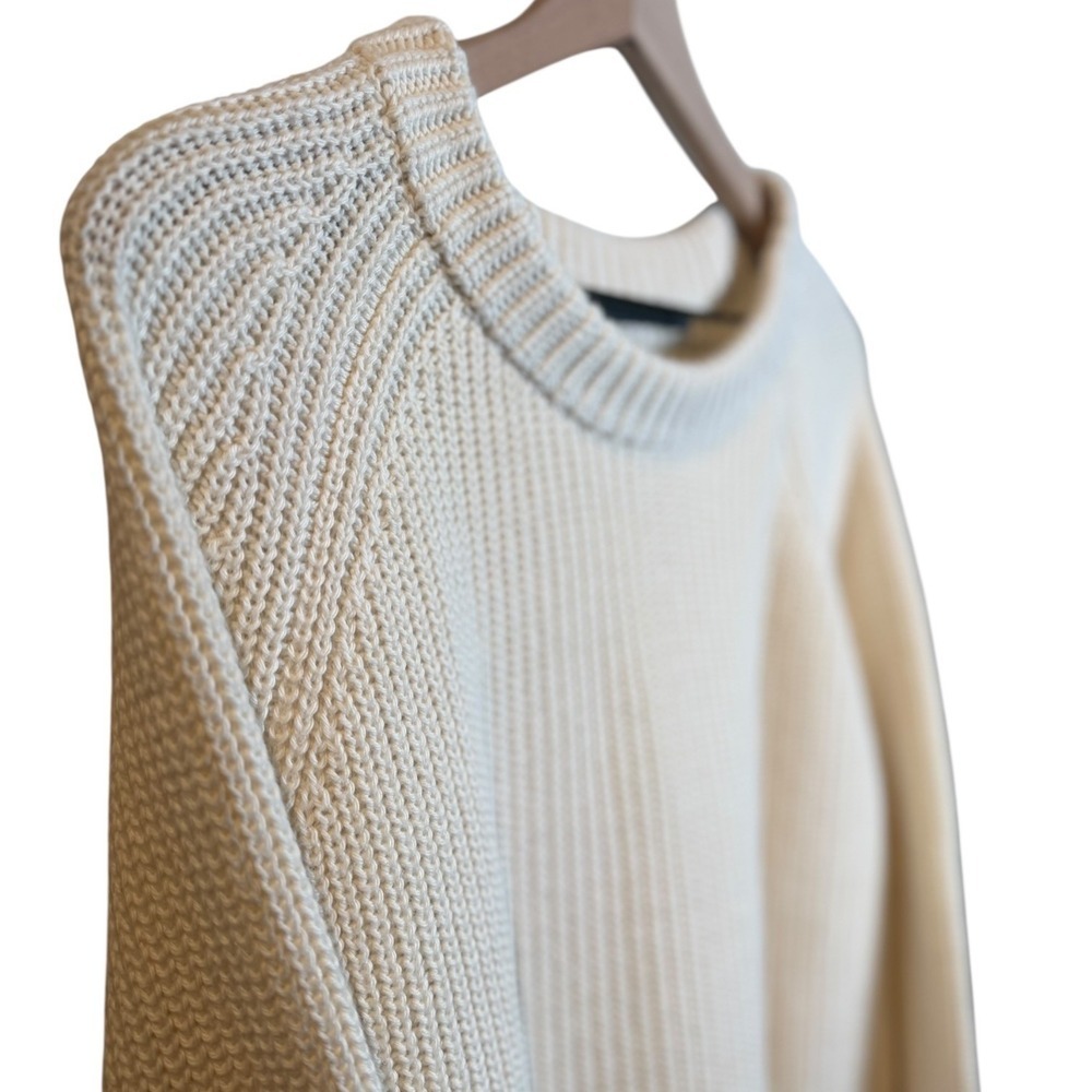 Jenni Kayne Oversized Cotton Fisherman Sweater Classic Ivory M 100% Cotton Knit - Picture 6 of 13